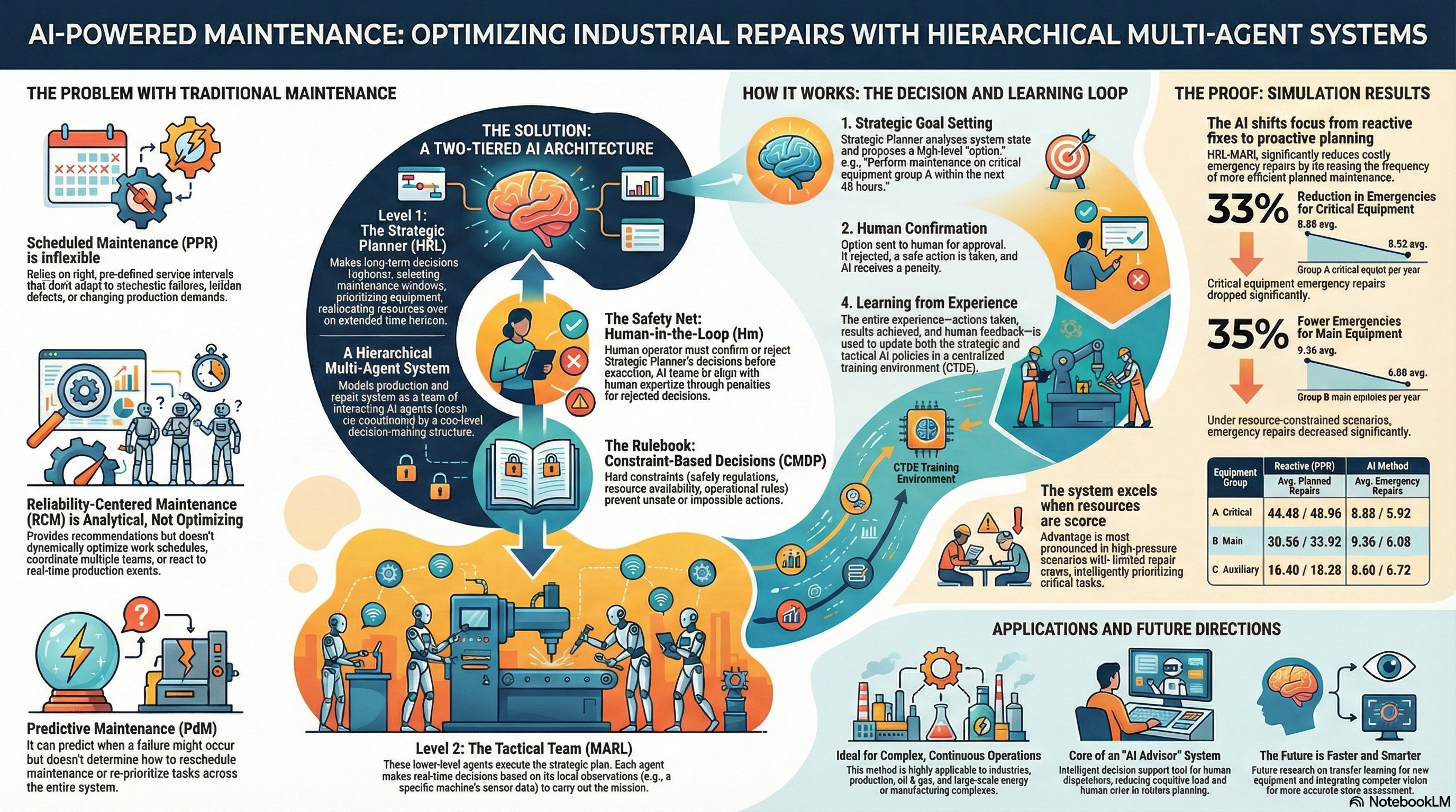 Final vision of hierarchical multi-agent reinforcement learning framework for maintenance and repair (MRO) 